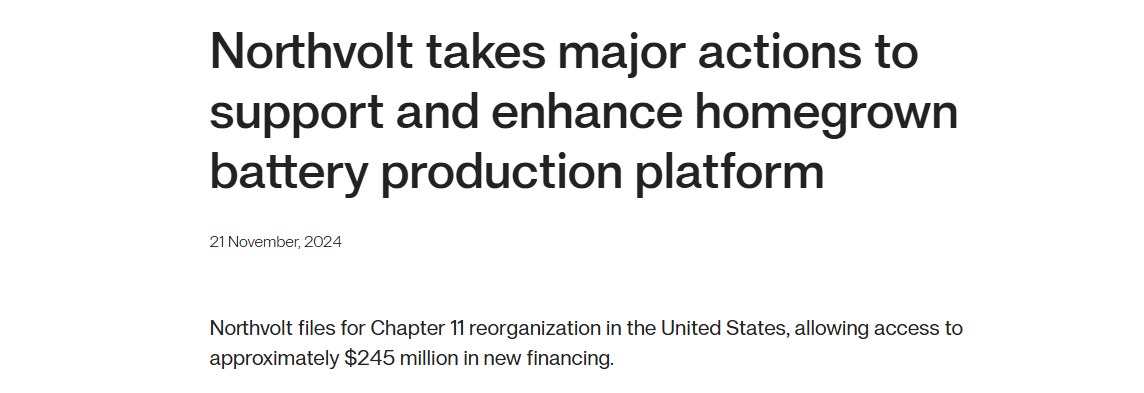 Der schwedische Batteriehersteller Northvolt beantragt Gläubigerschutz in den USA. Der Rückschlag zeigt, wie stark die europäische Batteriebranche unter globalem Wettbewerb und fehlender politischer Unterstützung leidet.
